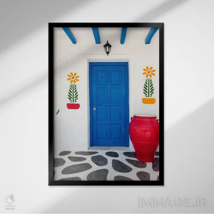 تابلو دکوراتیو Mykonos, Greece II,خانه ی سرگرم کننده، میکونوس، یونان اثر جیم نیلسن - نمای قابدار مشکی