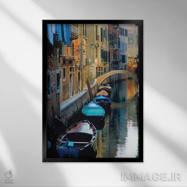 تابلو دکوراتیو Venice, Italy,عصر تنبل، ونیز، ایتالیا اثر جیم نیلسن - نمای قابدار مشکی