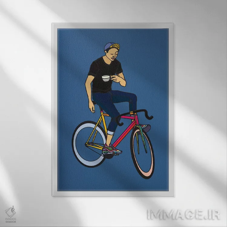 تابلو مینیمال استراحت قهوه اثر نینهول - نمای قابدار سفید