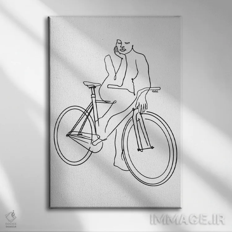 تابلو مینیمال خطوط دوچرخه فیکسی اثر نینهول - نمای روبهرو روی دیوار