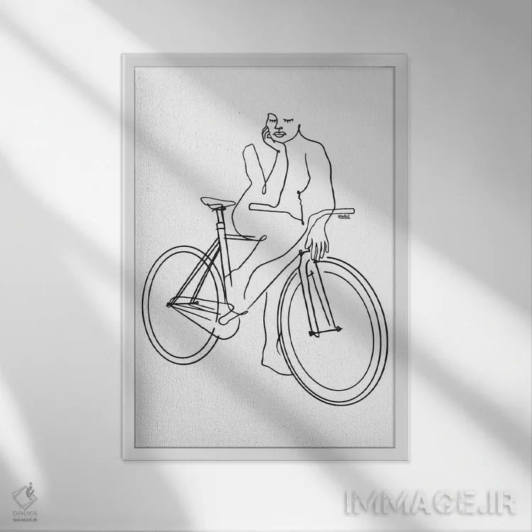 تابلو مینیمال خطوط دوچرخه فیکسی اثر نینهول - نمای قابدار سفید