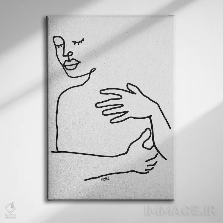 تابلو مینیمال در آغوش اثر نینهول - نمای روبهرو روی دیوار