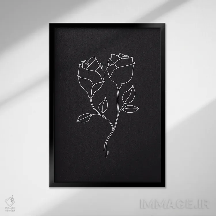 تابلو مینیمال عاشقان بالفطره اثر نینهول - نمای قابدار مشکی