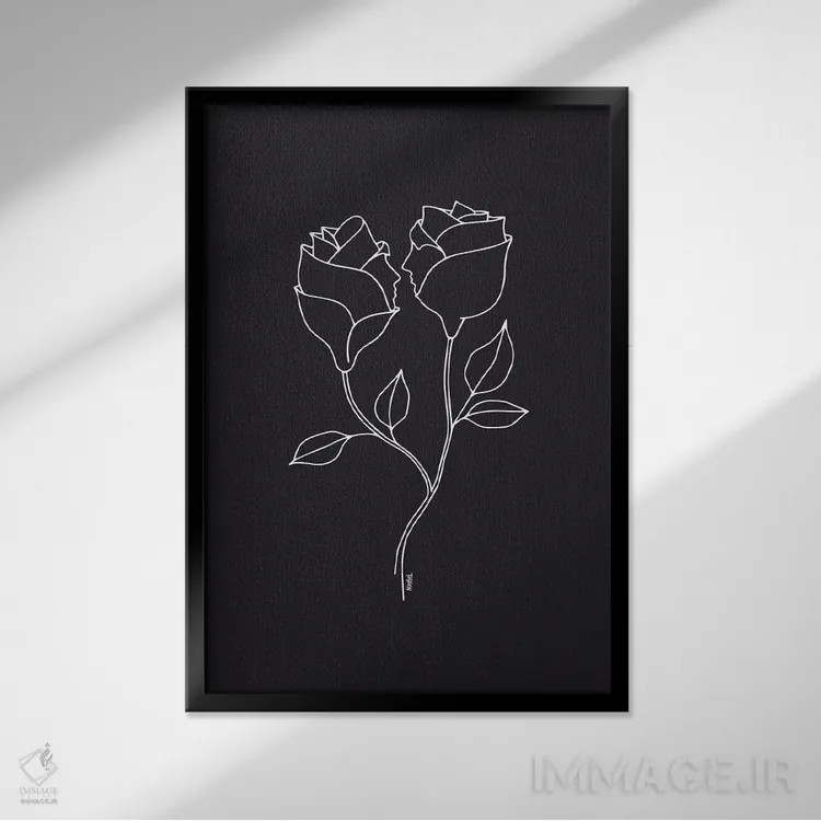 تابلو مینیمال عاشقان بالفطره اثر نینهول - نمای قابدار مشکی