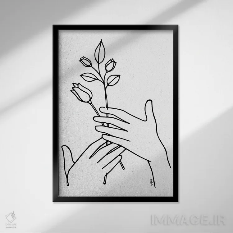 تابلو مینیمال نگه دار اثر نینهول - نمای قابدار مشکی
