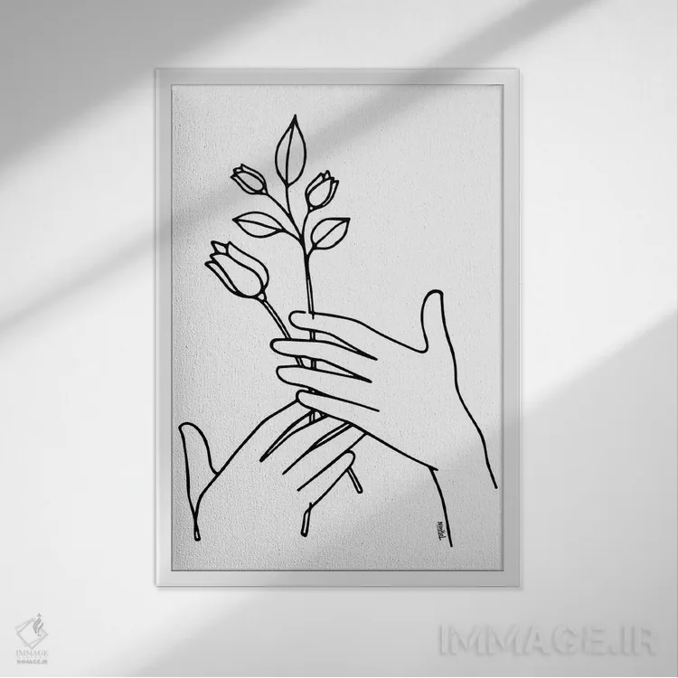 تابلو مینیمال نگه دار اثر نینهول - نمای قابدار سفید