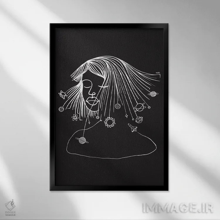 تابلو مینیمال فرصت ذهنی اثر نینهول - نمای قابدار مشکی