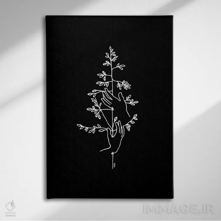 تابلو مینیمال طبیعت در سیاهی اثر نینهول - نمای روبهرو روی دیوار