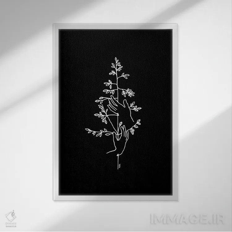 تابلو مینیمال طبیعت در سیاهی اثر نینهول - نمای قابدار سفید