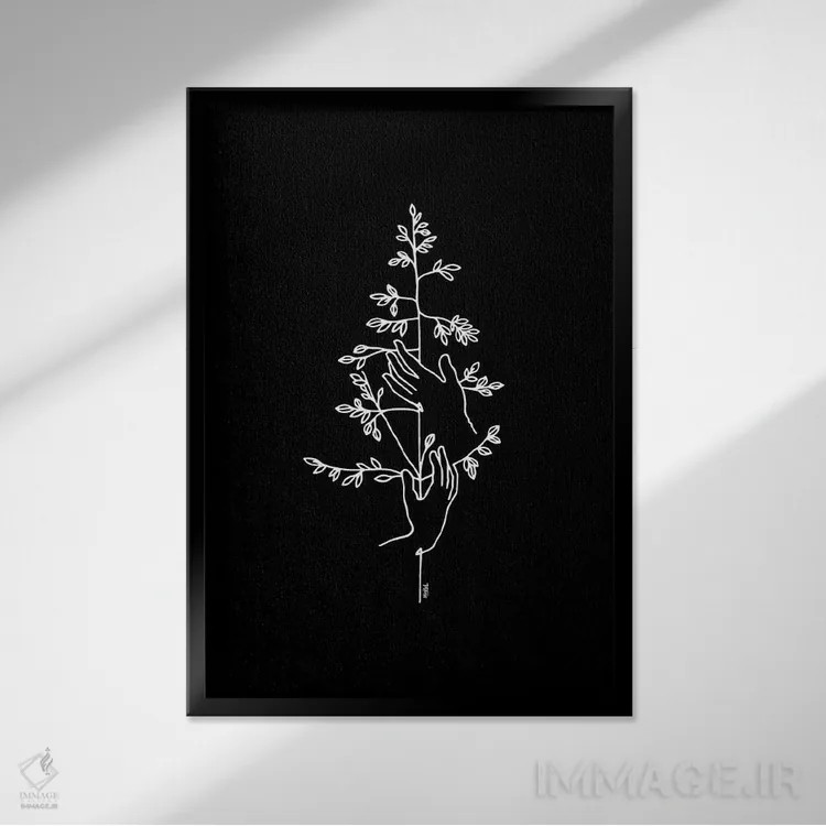 تابلو مینیمال طبیعت در سیاهی اثر نینهول - نمای قابدار مشکی