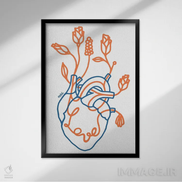 تابلو مینیمال عشق چه می شود؟ اثر نینهول - نمای قابدار مشکی