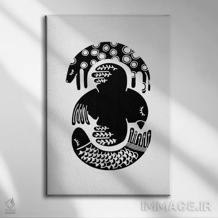 تابلو مینیمال عناصر اثر نینهول - نمای روبهرو روی دیوار