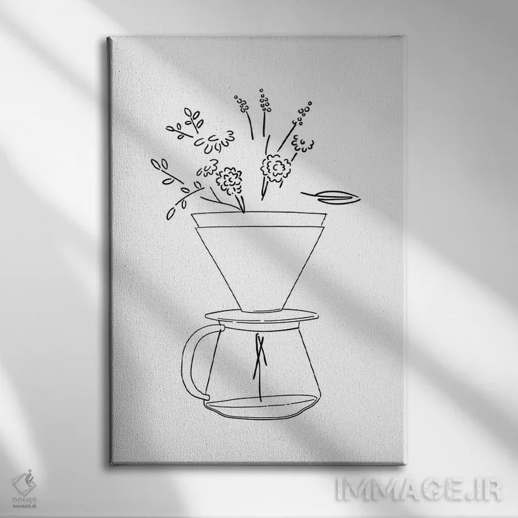 تابلو مینیمال قهوه گل ها اثر نینهول - نمای روبهرو روی دیوار