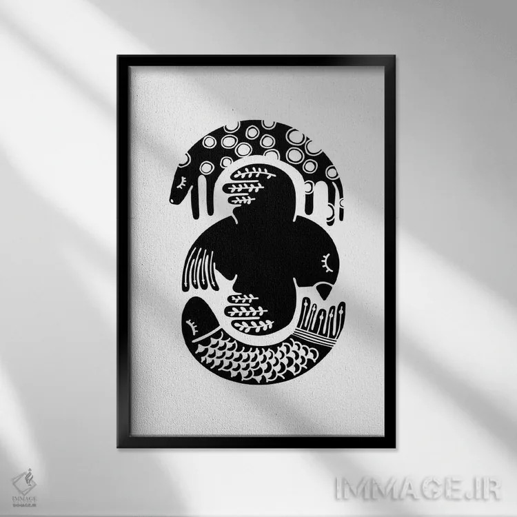 تابلو مینیمال عناصر اثر نینهول - نمای قابدار مشکی