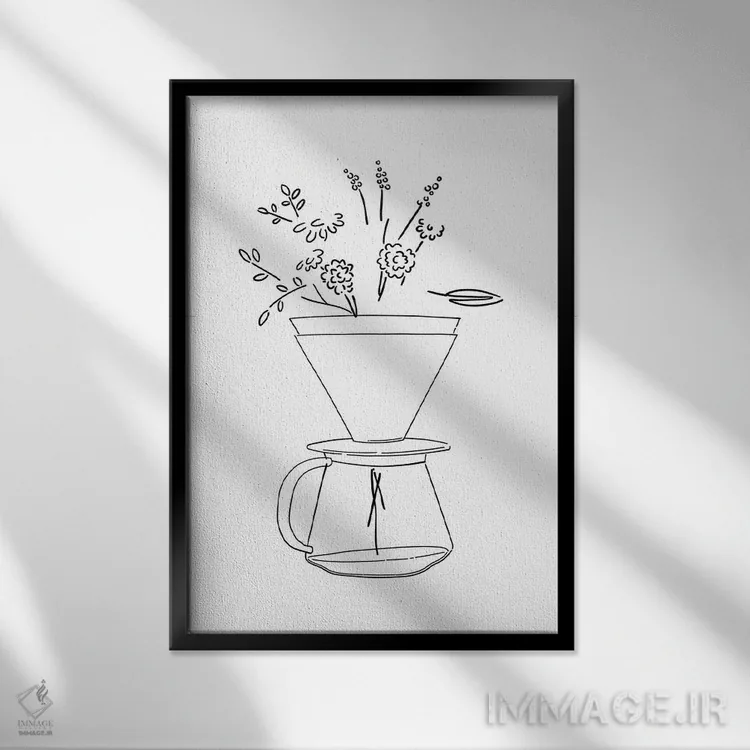 تابلو مینیمال قهوه گل ها اثر نینهول - نمای قابدار مشکی