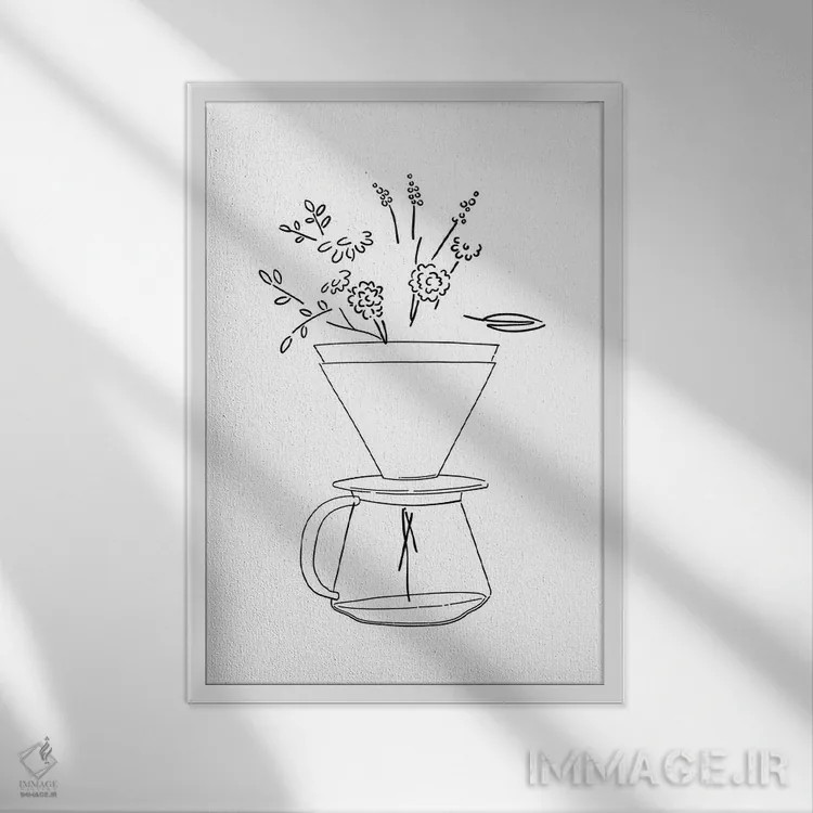 تابلو مینیمال قهوه گل ها اثر نینهول - نمای قابدار سفید
