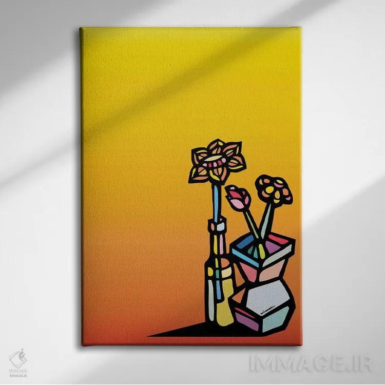 تابلو مینیمال گل ها اثر نینهول - نمای روبهرو روی دیوار