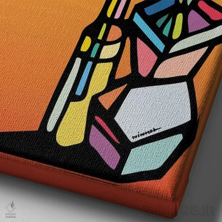 تابلو مینیمال گل ها اثر نینهول - نمای نزدیک بافت بوم