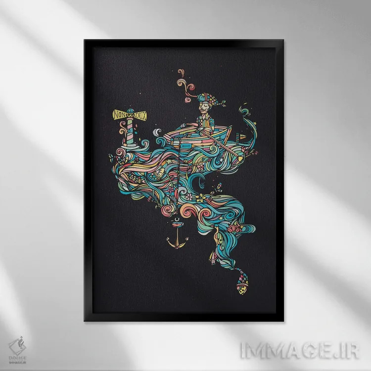 تابلو مینیمال غیر رهبر اثر نینهول - نمای قابدار مشکی