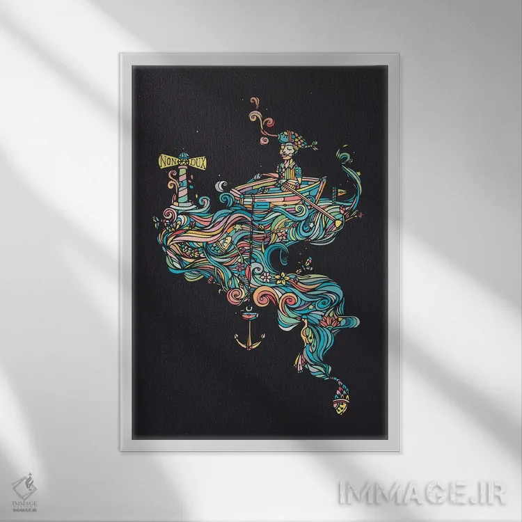 تابلو مینیمال غیر رهبر اثر نینهول - نمای قابدار سفید