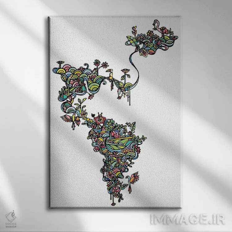 تابلو مینیمال سفید استوایی اثر نینهول - نمای روبهرو روی دیوار