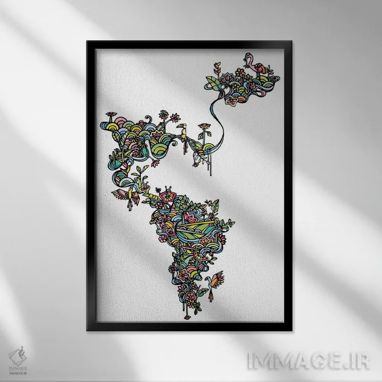 تابلو مینیمال سفید استوایی اثر نینهول - نمای قابدار مشکی