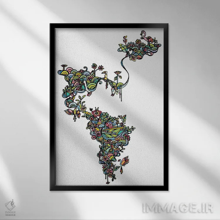 تابلو مینیمال سفید استوایی اثر نینهول - نمای قابدار مشکی