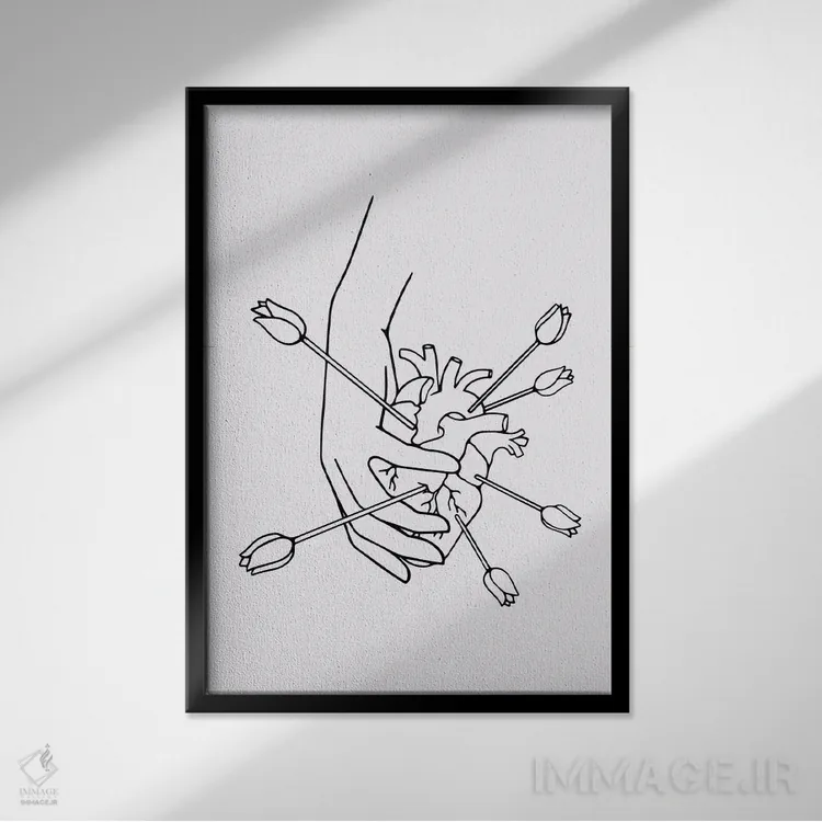 تابلو مینیمال از صمیم قلب اثر نینهول - نمای قابدار مشکی