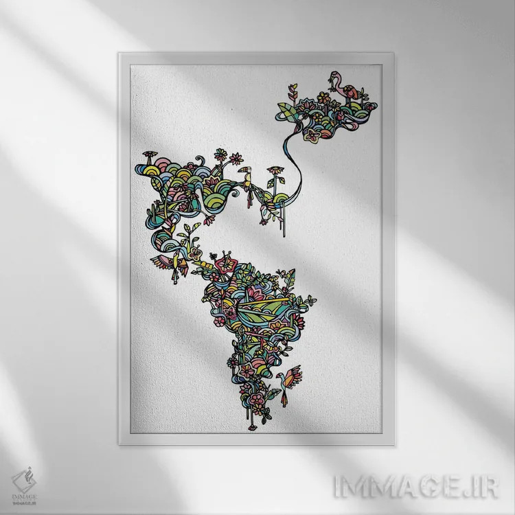 تابلو مینیمال سفید استوایی اثر نینهول - نمای قابدار سفید