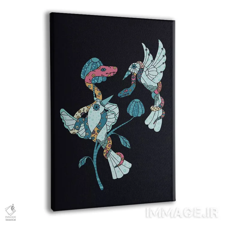 تابلو مینیمال پرندگان و مارها اثر نینهول - نمای پرسپکتیو محصول