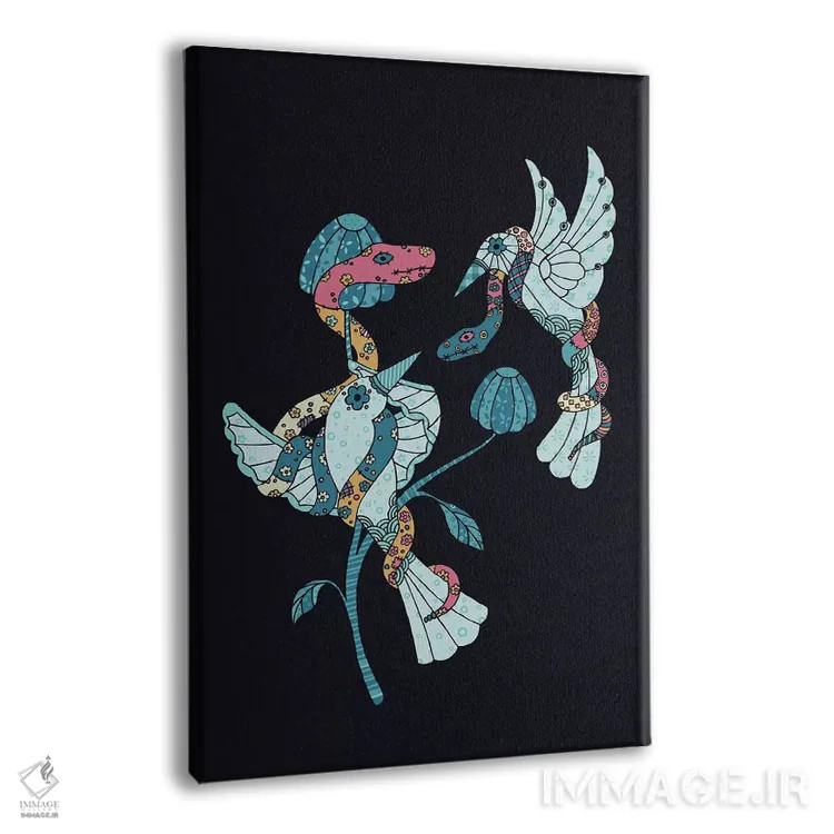 تابلو مینیمال پرندگان و مارها اثر نینهول - نمای پرسپکتیو محصول