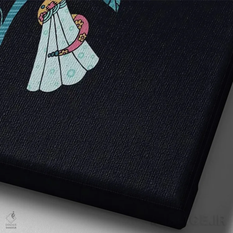 تابلو مینیمال پرندگان و مارها اثر نینهول - نمای نزدیک بافت بوم