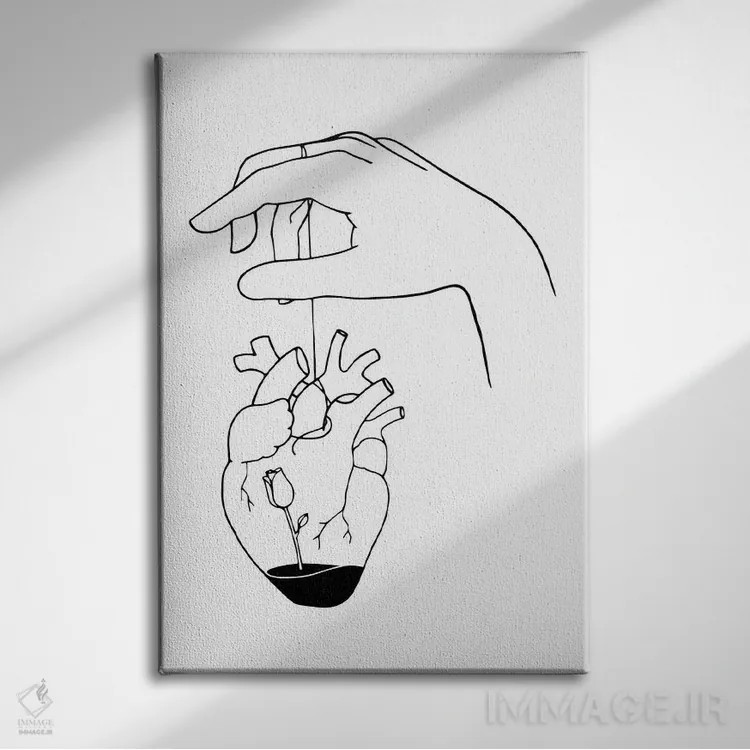 تابلو مینیمال چگونه می توان قلبی شکسته را ترمیم کرد اثر نینهول - نمای روبهرو روی دیوار