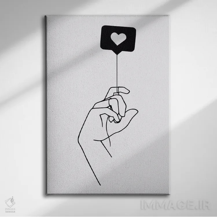 تابلو مینیمال عشق در هوا موج می زند اثر نینهول - نمای روبهرو روی دیوار