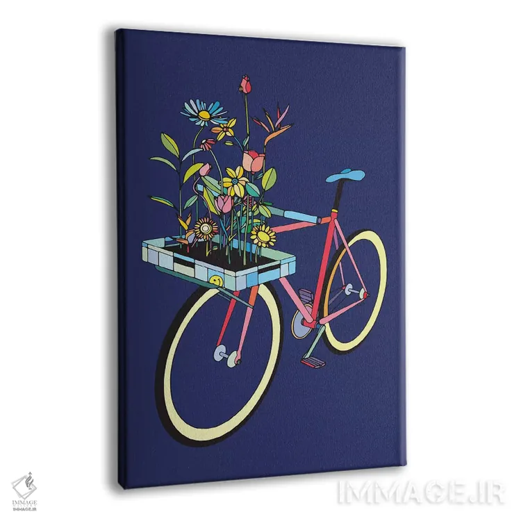 تابلو مینیمال دوچرخه و گل ها اثر نینهول - نمای پرسپکتیو محصول