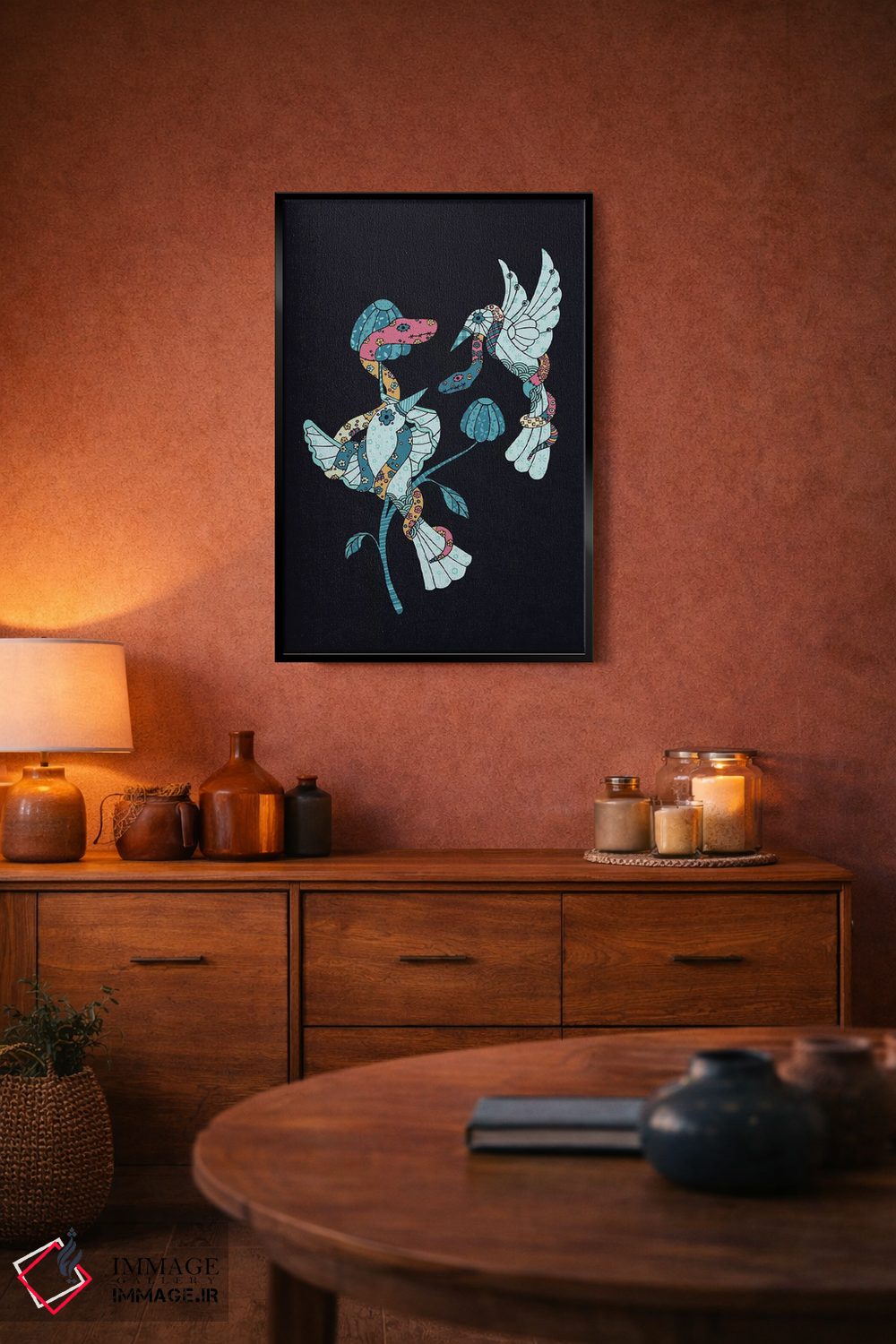 تابلو مینیمال پرندگان و مارها اثر نینهول - D4B