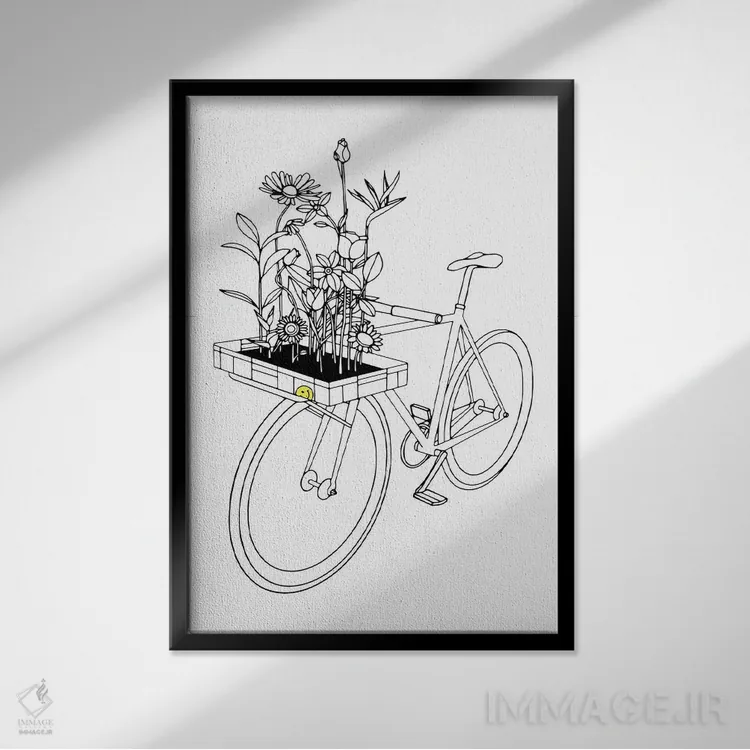 تابلو مینیمال هر جا که گل ها می روند اثر نینهول - نمای قابدار مشکی