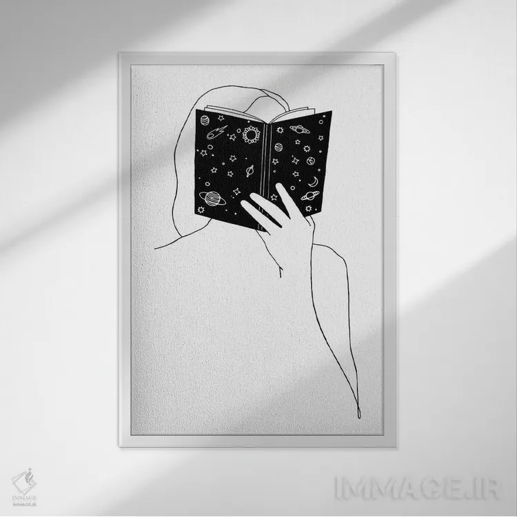 تابلو مینیمال خواننده اثر نینهول - نمای قابدار سفید