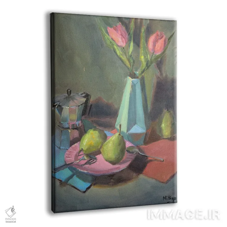 تابلو دکوراتیو گلابی ها و گل لاله اثر نیتیا سوامیناتان - نمای پرسپکتیو محصول