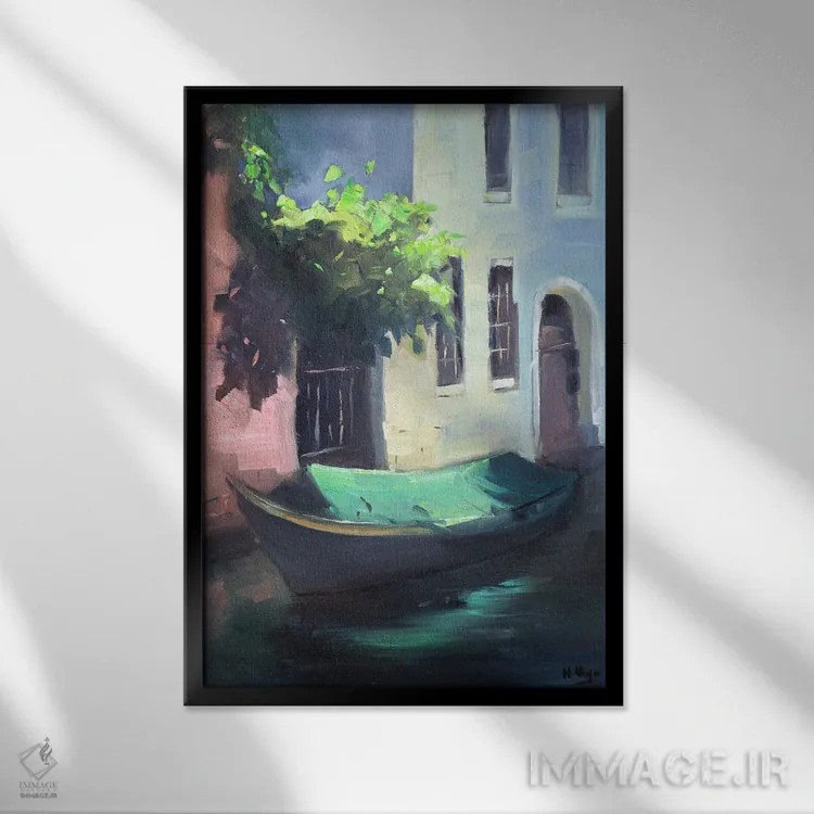 تابلو دکوراتیو ونیز در صبح زود اثر نیتیا سوامیناتان - نمای قابدار مشکی