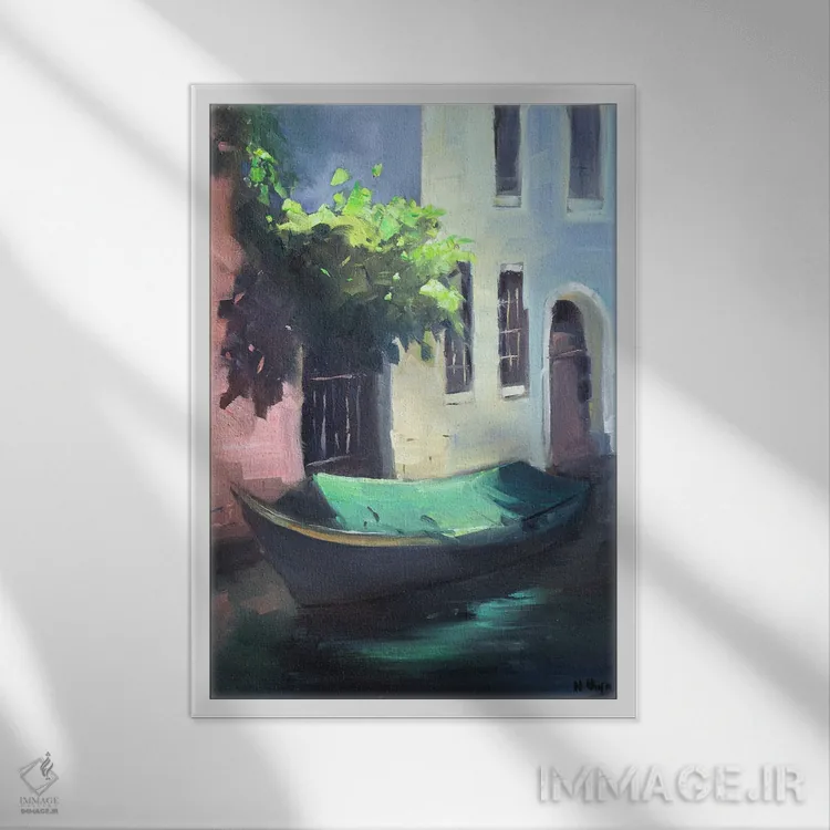 تابلو دکوراتیو ونیز در صبح زود اثر نیتیا سوامیناتان - نمای قابدار سفید