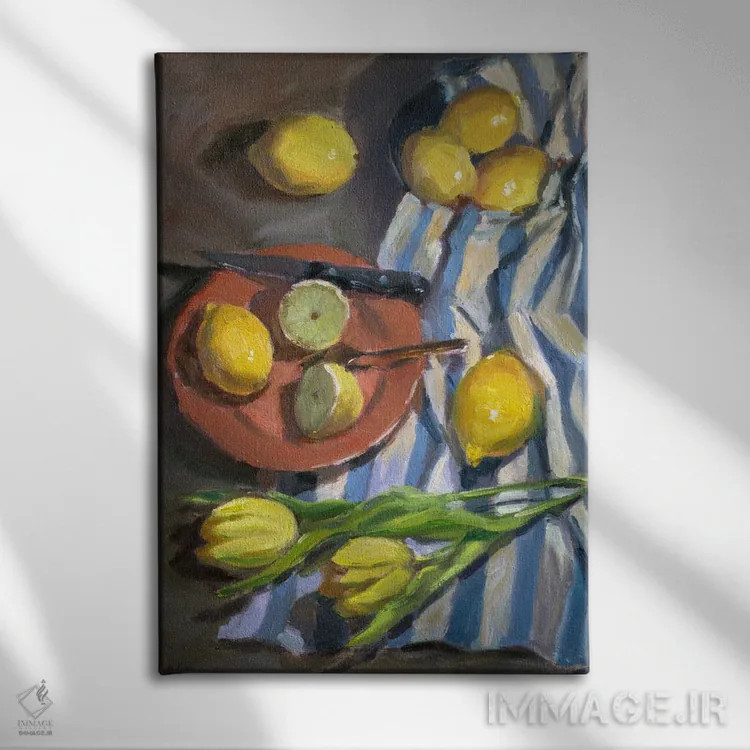 تابلو دکوراتیو لیموی فراوان اثر نیتیا سوامیناتان - نمای روبهرو روی دیوار