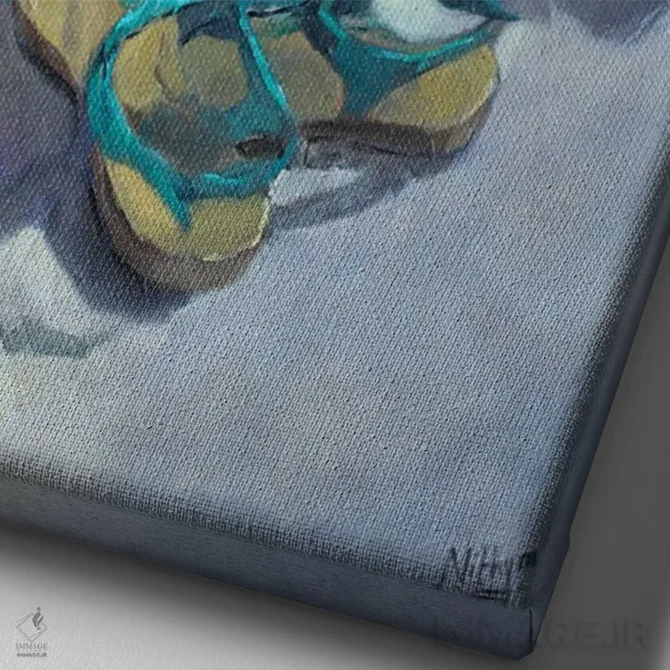 تابلو دکوراتیو ما یک خانواده ایم اثر نیتیا سوامیناتان - نمای نزدیک بافت بوم