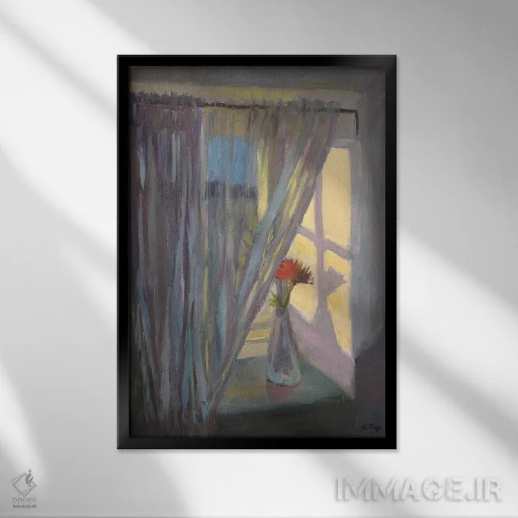 تابلو دکوراتیو پنجره صبحگاهی اثر نیتیا سوامیناتان - نمای قابدار مشکی