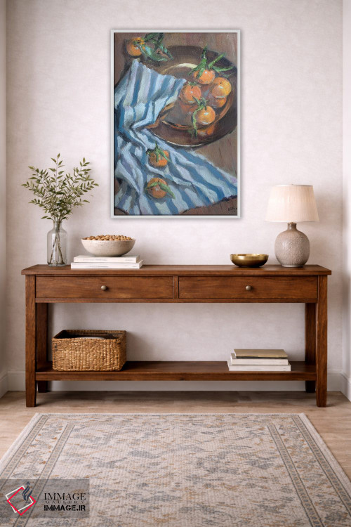 تابلو دکوراتیو پرتقال ها و پارچه اثر نیتیا سوامیناتان - D3W