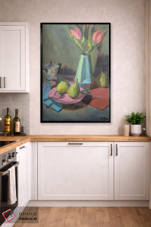 تابلو دکوراتیو گلابی ها و گل لاله اثر نیتیا سوامیناتان - D2B