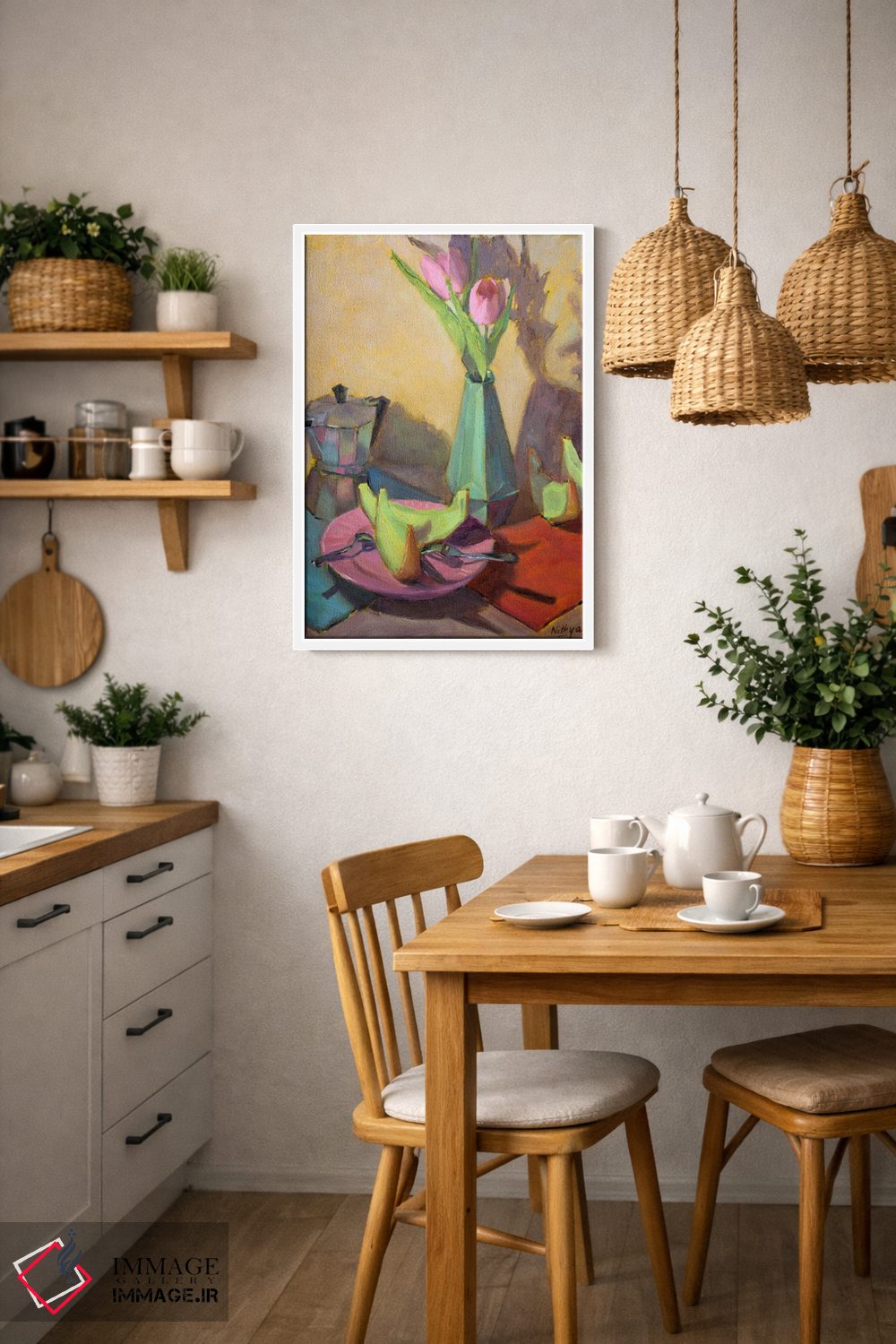 تابلو دکوراتیو برش های طالبی و گل لاله اثر نیتیا سوامیناتان - D3W