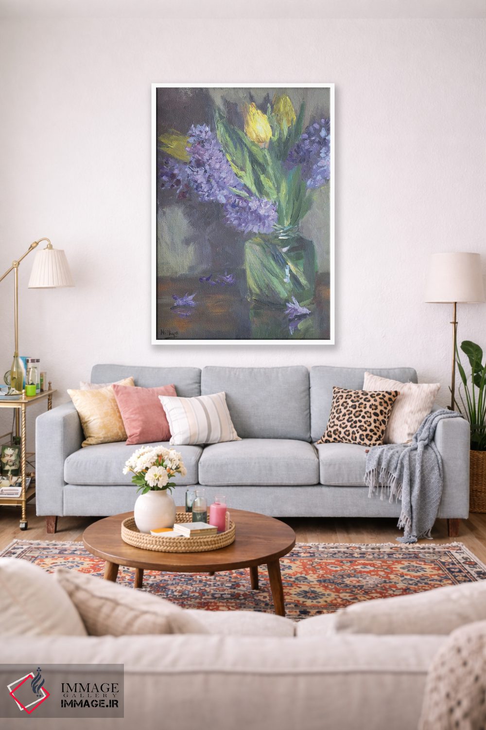تابلو دکوراتیو لاله ها و سنبل ها اثر نیتیا سوامیناتان - D1W