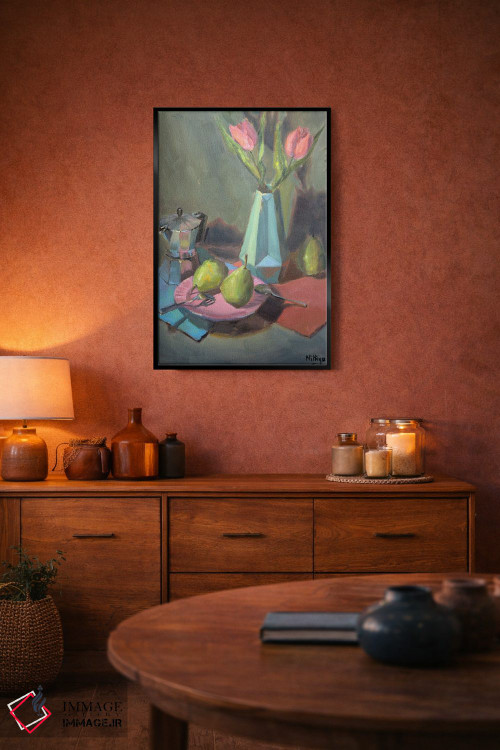 تابلو دکوراتیو گلابی ها و گل لاله اثر نیتیا سوامیناتان - D4B