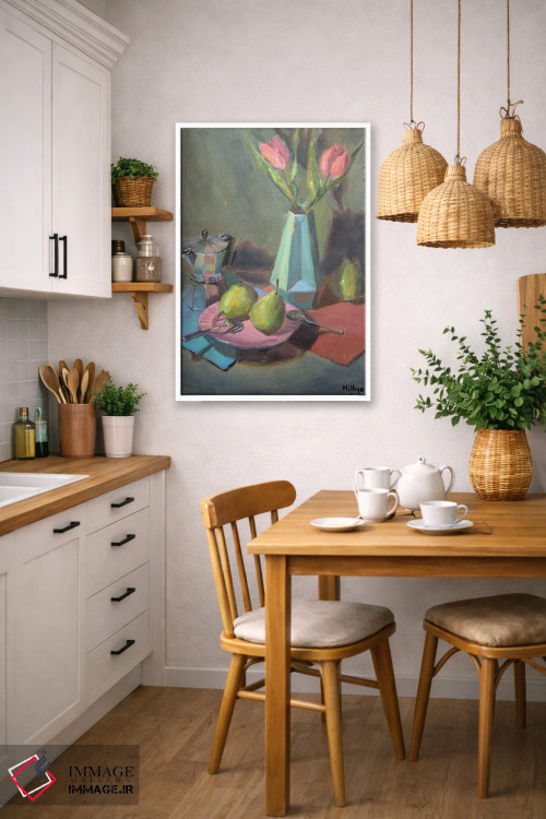 تابلو دکوراتیو گلابی ها و گل لاله اثر نیتیا سوامیناتان - D5W